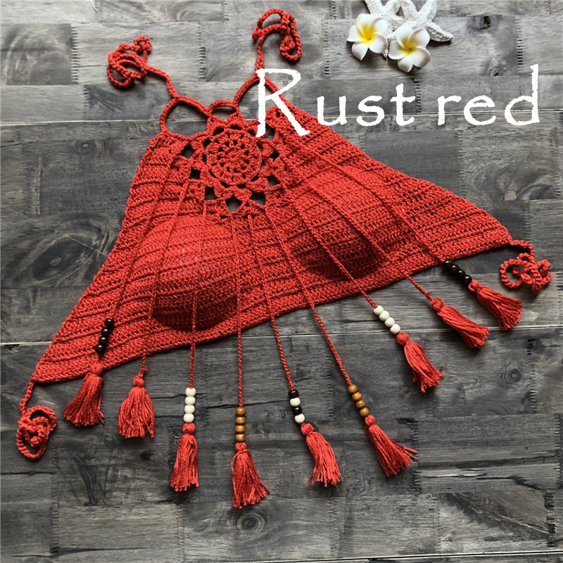 Desert Moon Crochet Tassel Halter Top