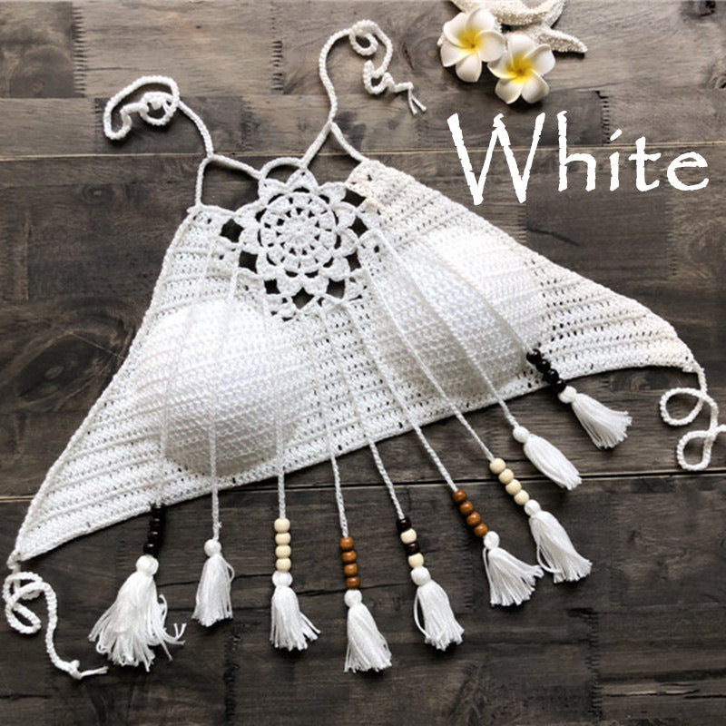 Desert Moon Crochet Tassel Halter Top