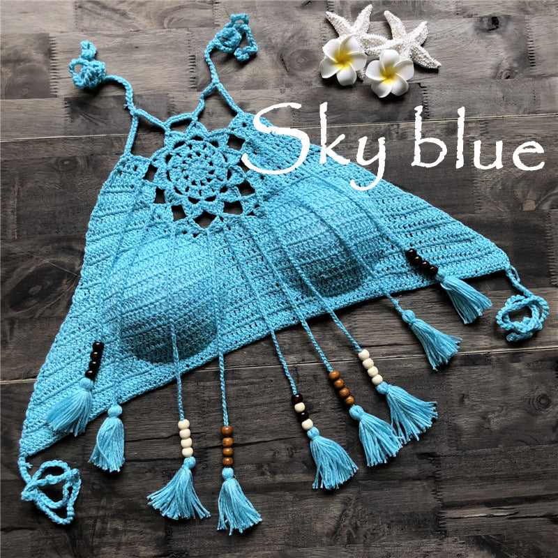 Desert Moon Crochet Tassel Halter Top