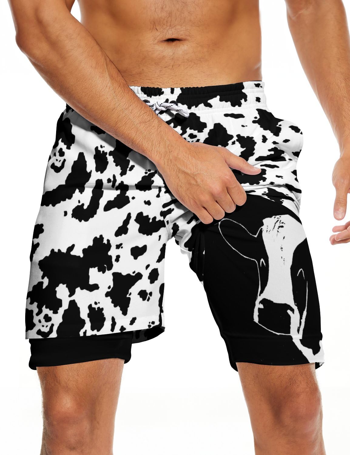 Men milk cow swim Trunks