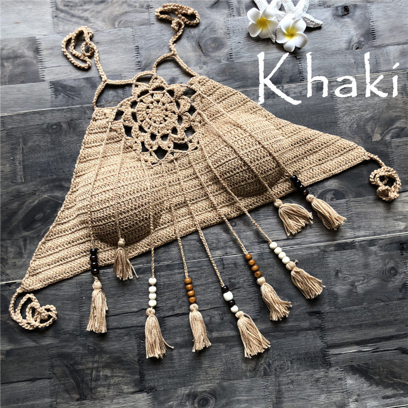 Desert Moon Crochet Tassel Halter Top
