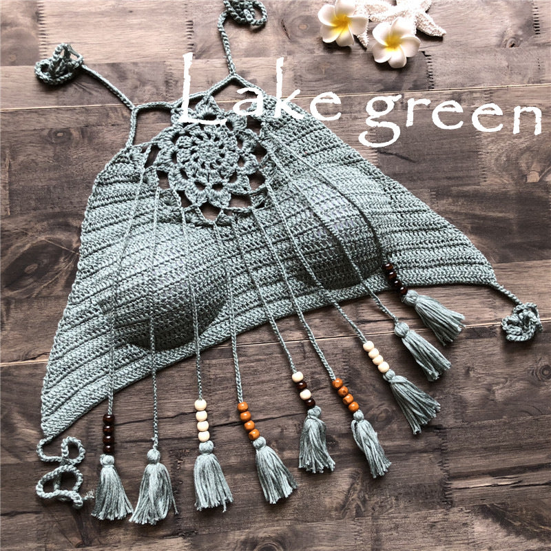 Desert Moon Crochet Tassel Halter Top